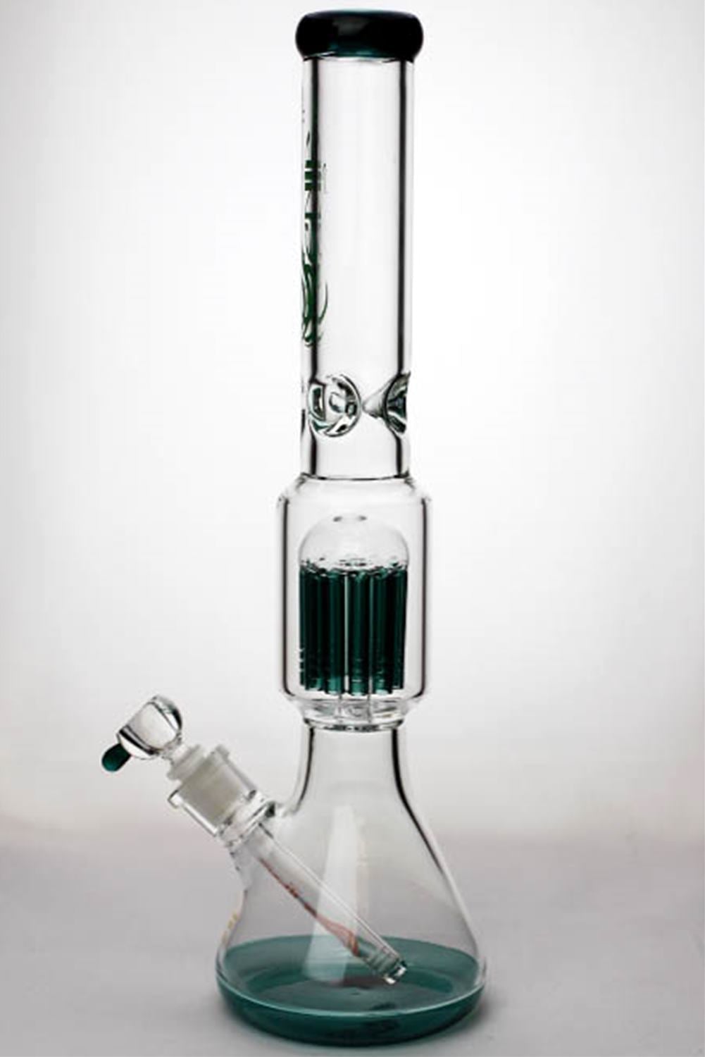 0caffd19-c782-46f4-916a-b33729f58a1f 18" genie 12 arms beaker colored bottom water bong