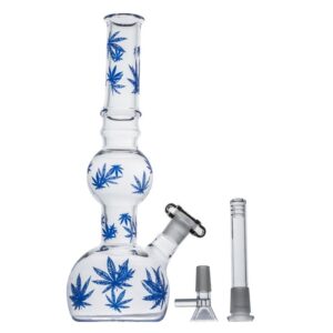 11MarijuanaLeafGlassBongWaterPipesForSaleFreeShipping_5 11" Marijuana Leaf Glass Bong