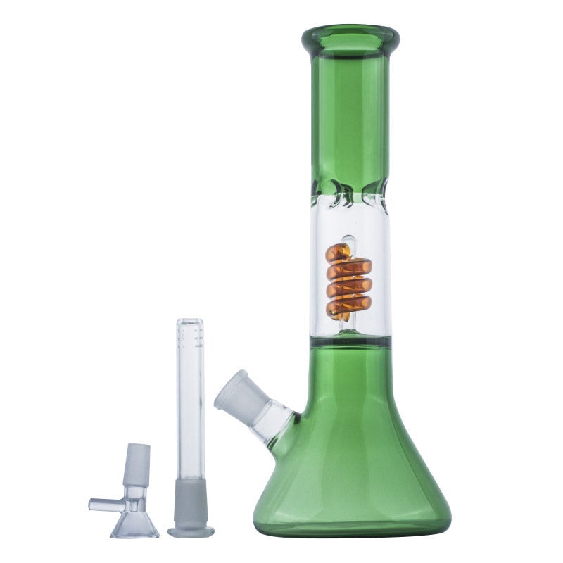 11SpiralPercGlassBeakerBongWaterPipesForSaleFreeShipping_5 11" Spiral Perc Glass Beaker Bong