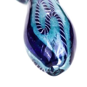 Blue Glass Spoon Pipe with Stripes