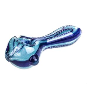 Blue Glass Spoon Pipe with Stripes