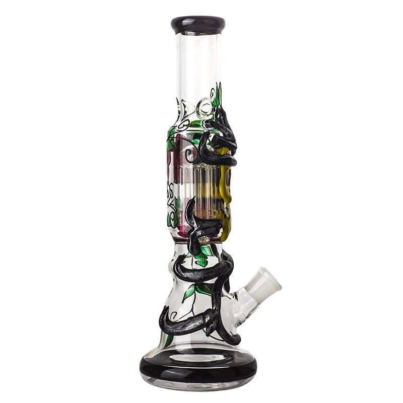 12SkullPatternNoveltyGlassBeakerBongForSaleFreeShipping_1 12" Skull Pattern Novelty Glass Bong