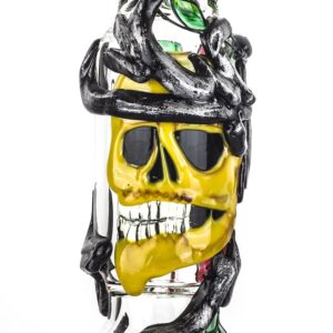 12SkullPatternNoveltyGlassBeakerBongForSaleFreeShipping_4 12" Skull Pattern Novelty Glass Bong