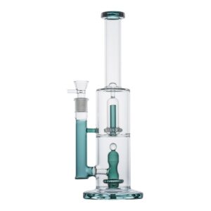 13.8" Straight Tube Double Showerhead Perc Bong