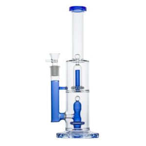13.8" Straight Tube Double Showerhead Perc Bong