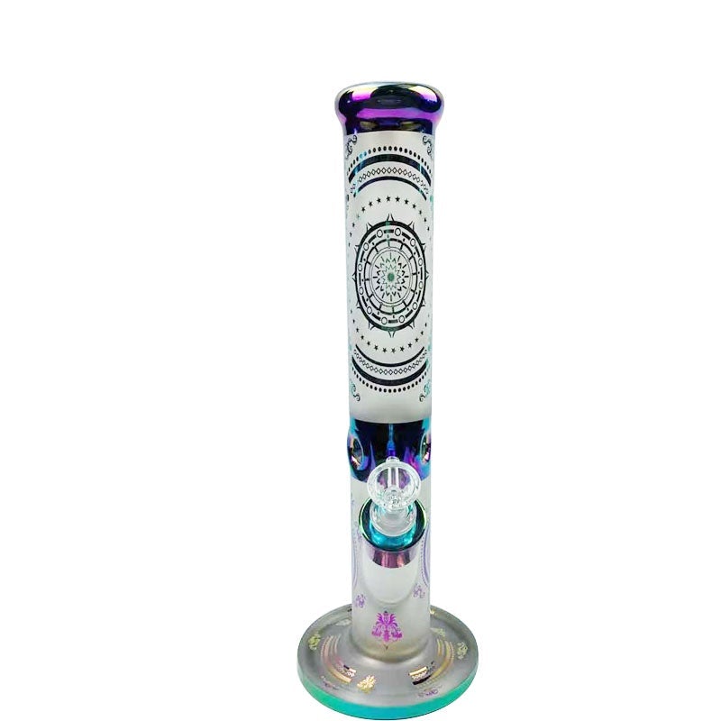 14PrintedStraightTubeGlassWaterBongForSaleFreeShipping_3 14" Printed Straight Tube Glass Bong
