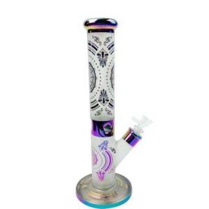 14PrintedStraightTubeGlassWaterBongForSaleFreeShipping_4 14" Printed Straight Tube Glass Bong