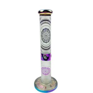 14PrintedStraightTubeGlassWaterBongForSaleFreeShipping_5 14" Printed Straight Tube Glass Bong