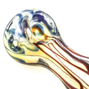 Fumed Glass Pipe w/ Blue and Red Stripes