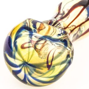 Fumed Glass Pipe w/ Blue and Red Stripes