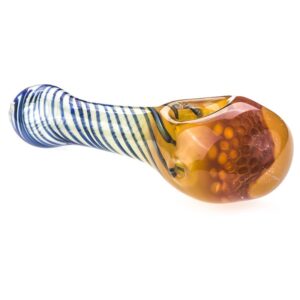 Honeycomb Glass Spoon Pipe w/ Swirl Strips