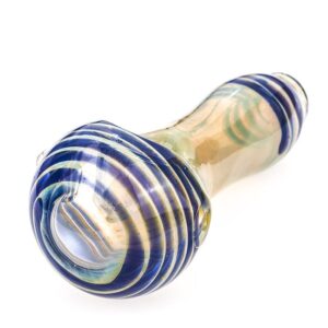 Glass Spoon Pipe w/ Blue Strips