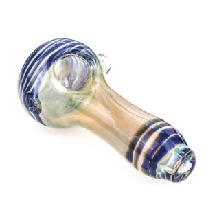 Glass Spoon Pipe w/ Blue Strips