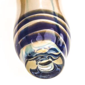 Glass Spoon Pipe w/ Blue Strips