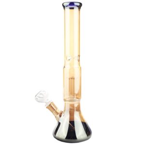 16" Tree Perc Gold Colored Beaker Glass Bong