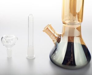 16" Tree Perc Gold Colored Beaker Glass Bong