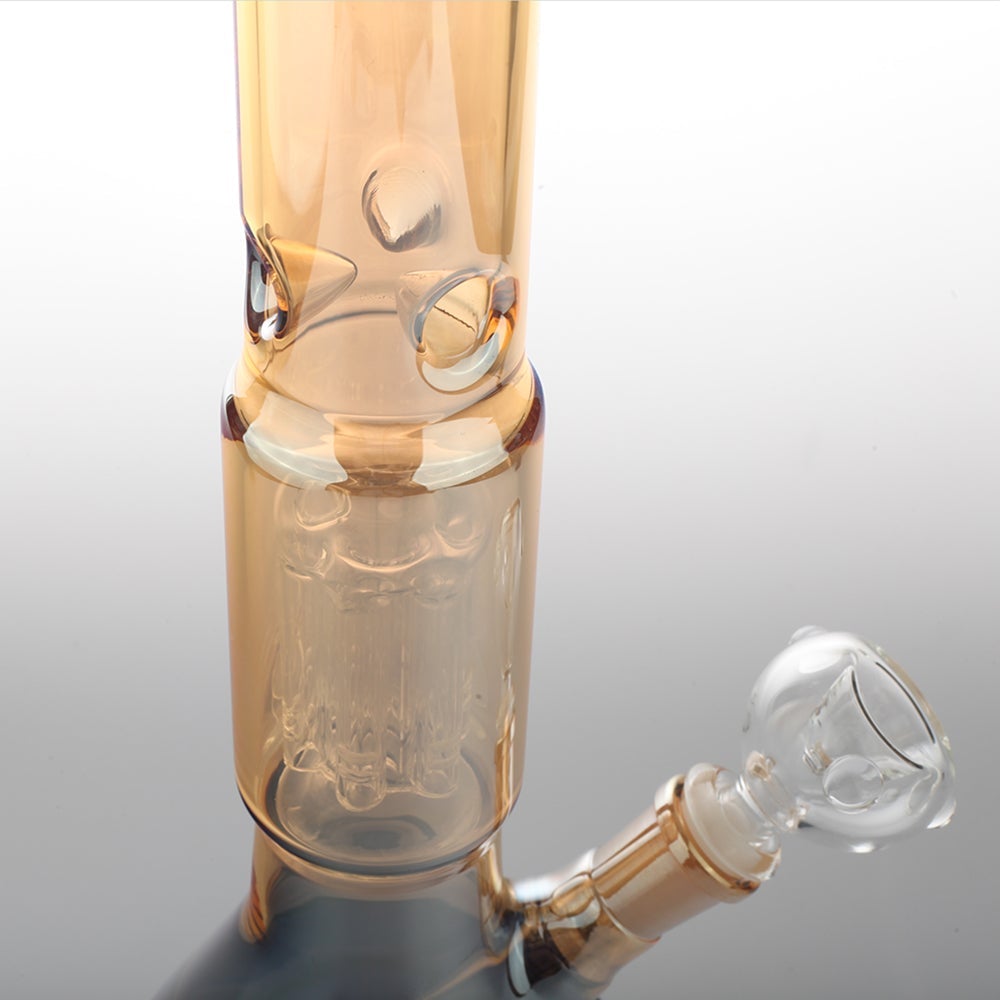 16" Tree Perc Gold Colored Beaker Glass Bong