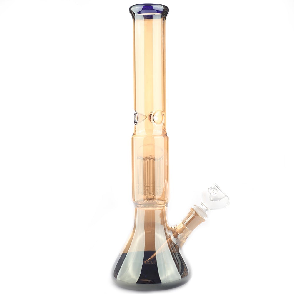 16" Tree Perc Gold Colored Beaker Glass Bong