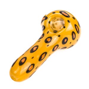 Yellow Glass Pipe with Leopard Print