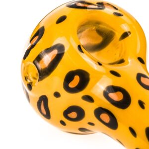 Yellow Glass Pipe with Leopard Print
