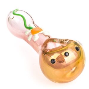 Pink Glass Pipe with Daisy Flower