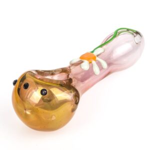 Pink Glass Pipe with Daisy Flower