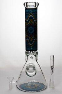 1987a217-e292-41dc-bd07-f3f8c4c93a5b 14" Geometric Design Heavy Glass Beaker Water Bong