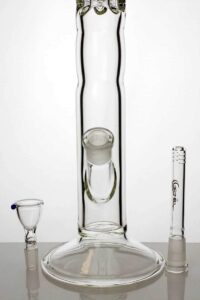 18" genie yellow dot curbed tube glass bong