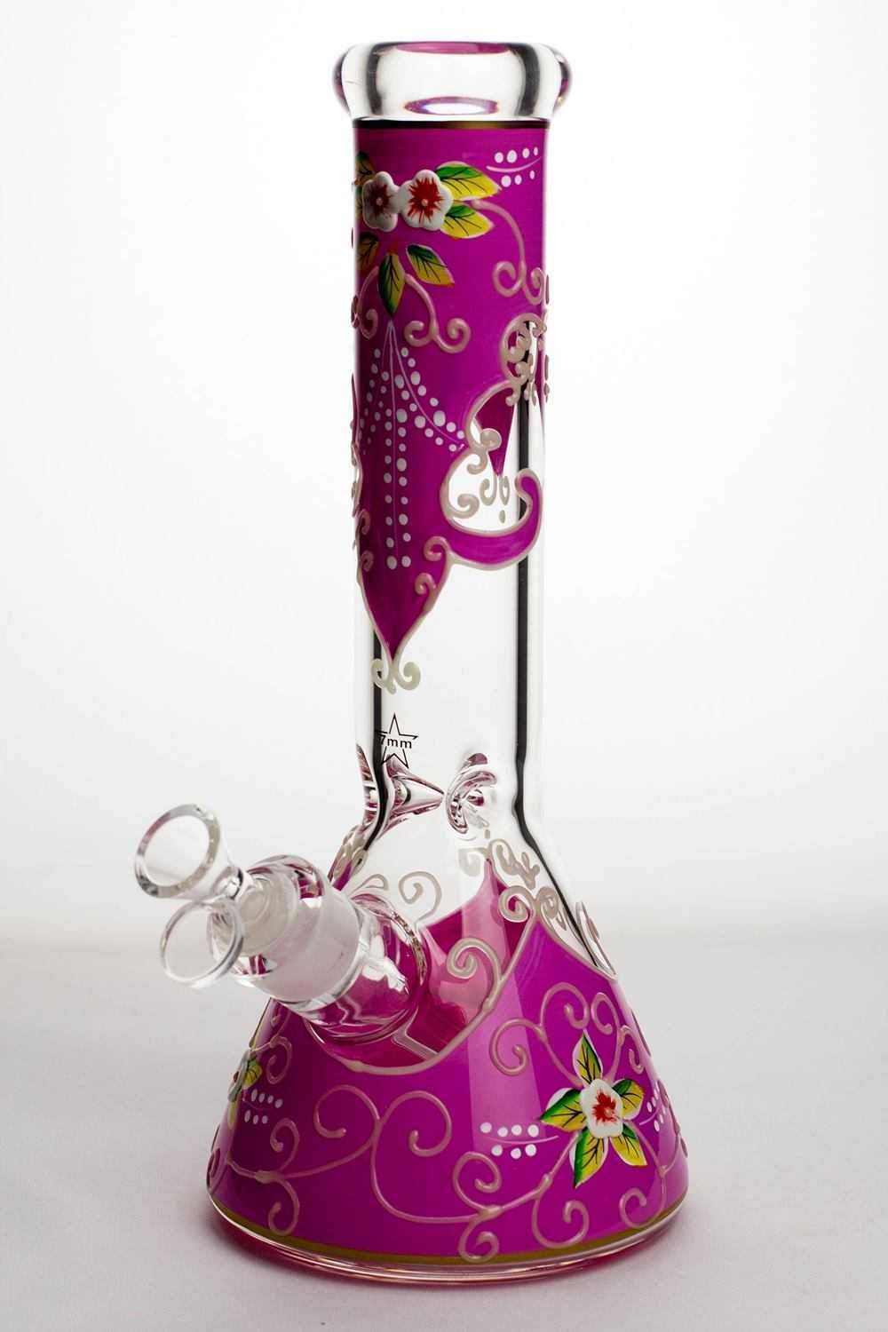 1c34eb52-1db4-4fde-986c-6a0c034dad82 13" Luminous heavy glass flower artwork beaker bong