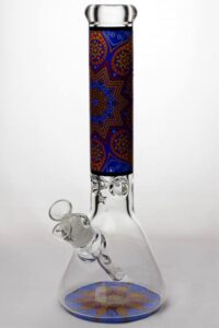 1dbeee17-4984-4d67-a5fe-23e025a0754f 14" Geometric Design Heavy Glass Beaker Water Bong