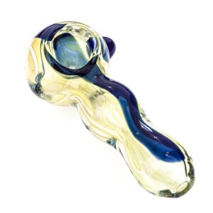Glass Spoon Pipe w/ Blue Stripe