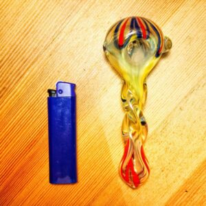 Swirl Large Glass Spoon Pipe w/ Glass Orbs