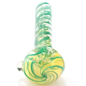4.3" Turquoise Spiral Inside Out Glass Pipe w/ Clear Marble