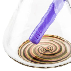 4.718mmTo14mmAcrylicSlittedDiffuserDownstem_Purple_2 4.7" 18mm To 14mm Acrylic Slitted Diffuser Downstem (Purple)