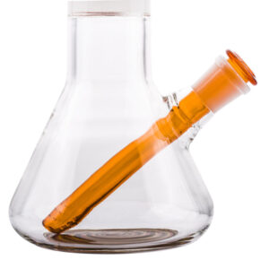 5.518mmTo14mmAcrylicSlittedDiffuserDownstem_Orange_6 5.5" 18mm To 14mm Acrylic Slitted Diffuser Downstem (Orange)