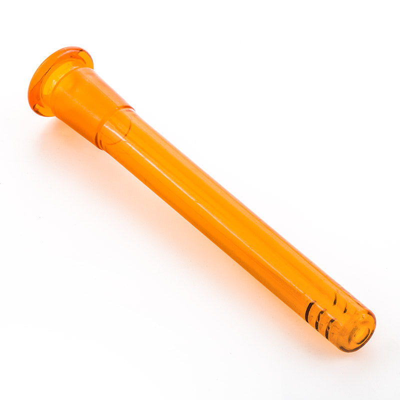 5.518mmTo14mmAcrylicSlittedDiffuserDownstem_Orange_7 5.5" 18mm To 14mm Acrylic Slitted Diffuser Downstem (Orange)