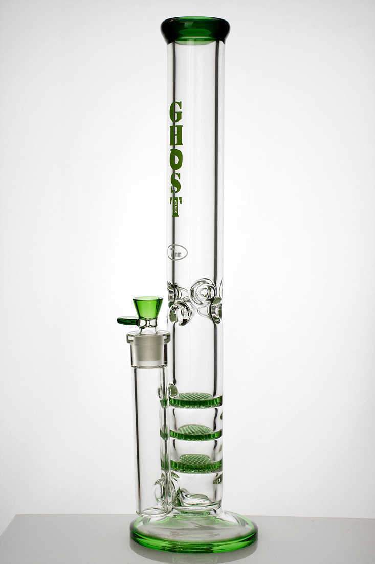 57e47260-3447-40fa-9380-7697a122437d 18" Ghost thick glass Thriple Flat Diffuser water bong