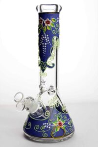 5e104258-3592-4887-8a31-280519cfd8ca 13" Luminous heavy glass flower artwork beaker bong