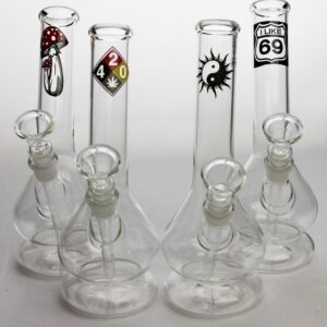 8" glass water bong with bowl stem