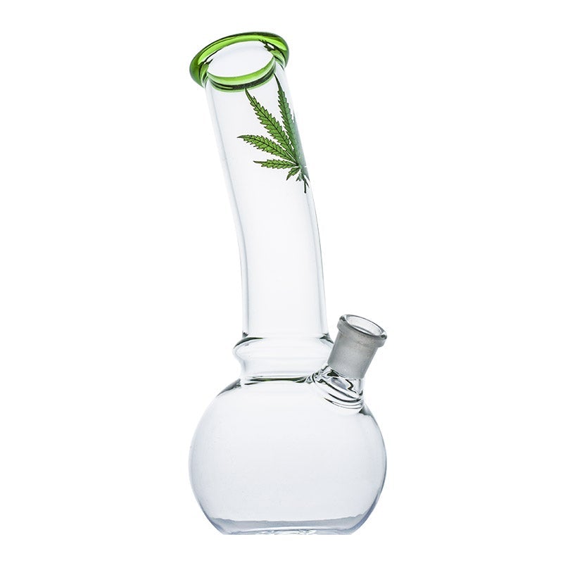 8.3LeafPrintMiniGlassBong_7 8.3" Leaf Print Mini Glass Bong