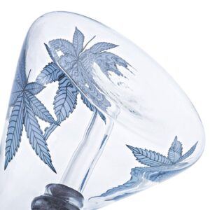 8" Glass Beaker Bong W/ Marijuana Leaf