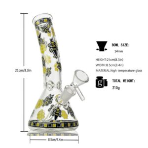 8" Glow-In-The-Dark Honeybee Beaker Bong