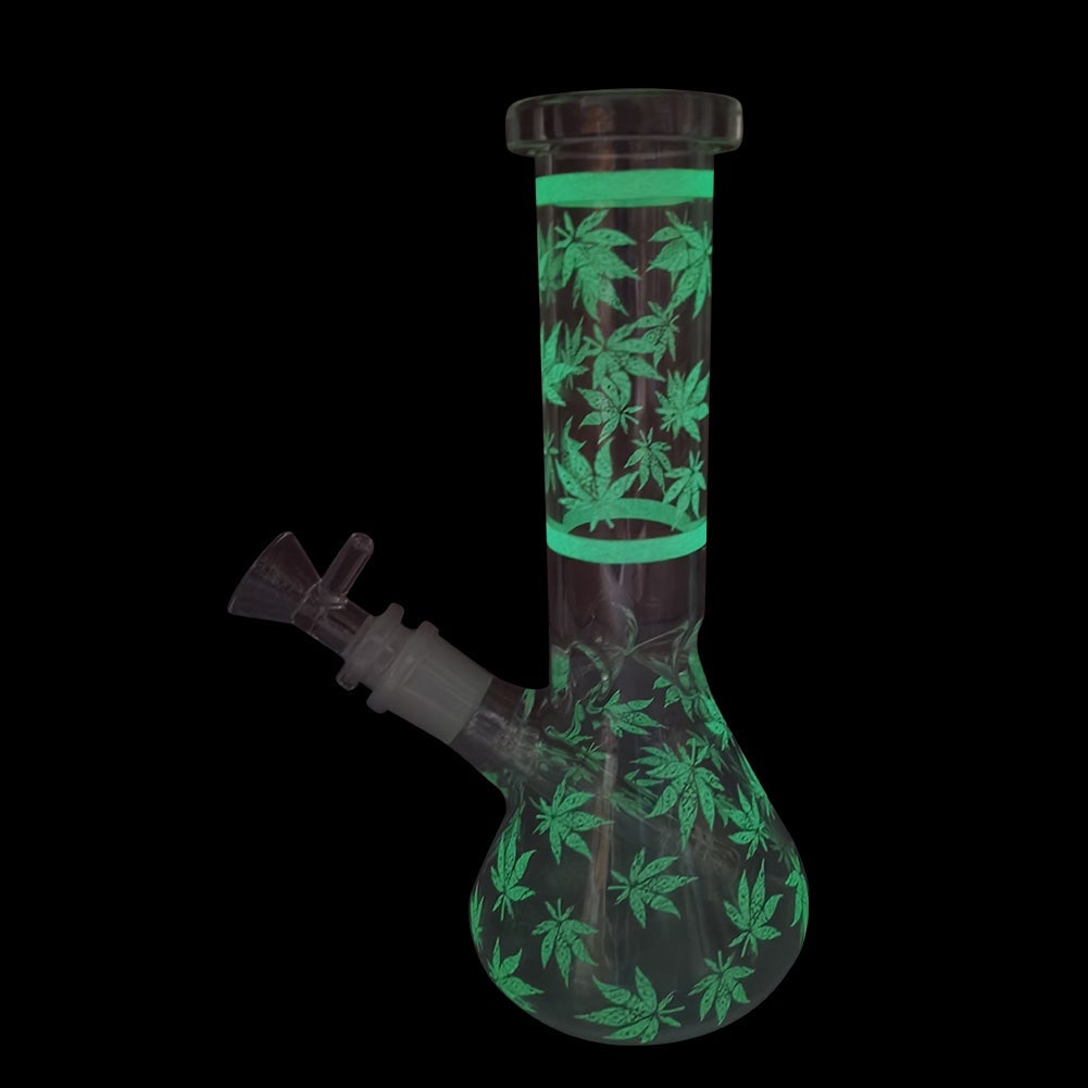 8Glow-In-The-DarkLeafWaterBeakerBongForSaleFreeShipping_2 8" Glow-In-The-Dark Leaf Beaker Bong