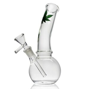 8" Marijuana Leaf Basic Glass Bong