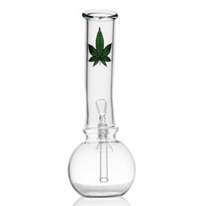 8MarijuanaLeafBasicGlassBongWaterPipesForSaleFreeShipping_5 8" Marijuana Leaf Basic Glass Bong