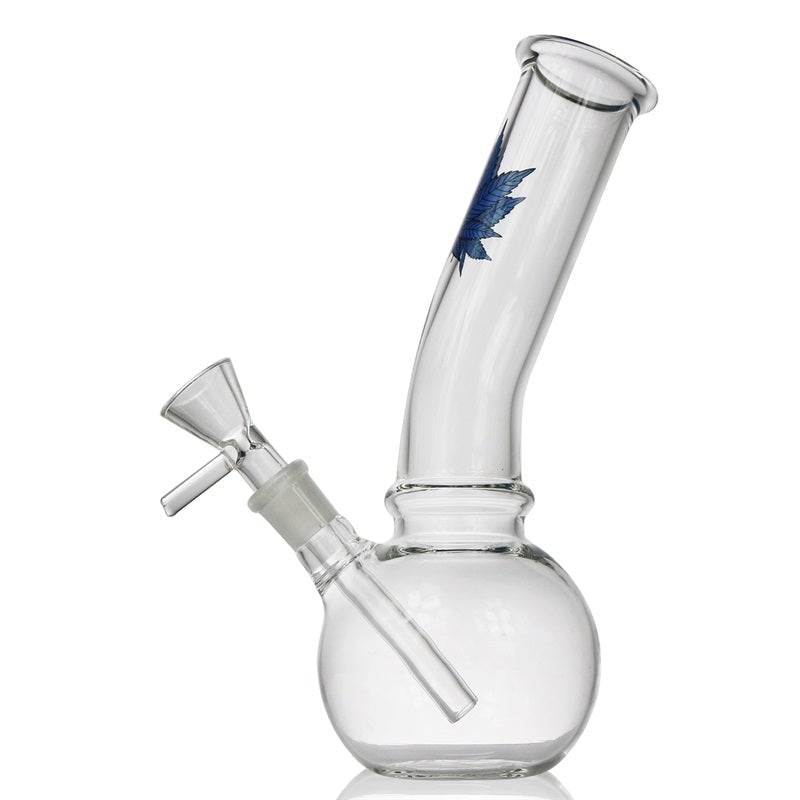 8MarijuanaLeafBasicGlassBongWaterPipesForSaleFreeShipping_7 8" Marijuana Leaf Basic Glass Bong