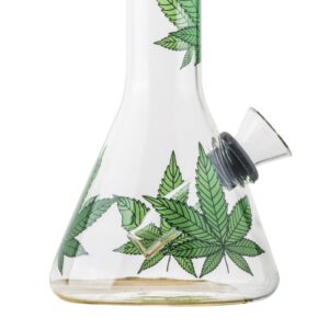 8" Marijuana Leaf Glass Beaker Bong