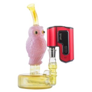 8" Pink Owl Theme Glass Bong w/ Lookah Q7 Electric Dab Nail