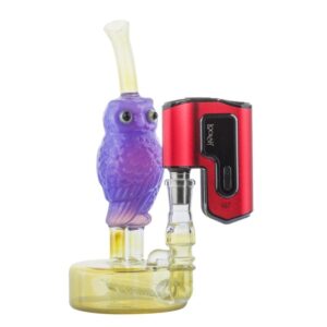8" Purple Owl Theme Glass Bong w/ Lookah Q7 Electric Dab Nail