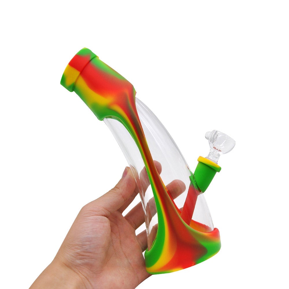 8" Horn Glass and Silicone Bong